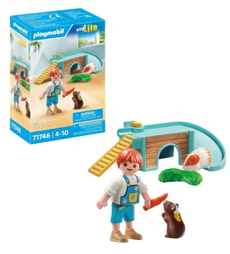 Playmobil, My Life, Baiat cu porcusor de Guineea, 71746