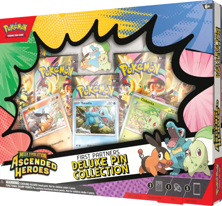 Pokemon TCG: Mega Evolution, Ascended Heroes, Deluxe Pin Collection, First Partners, supliment de joc