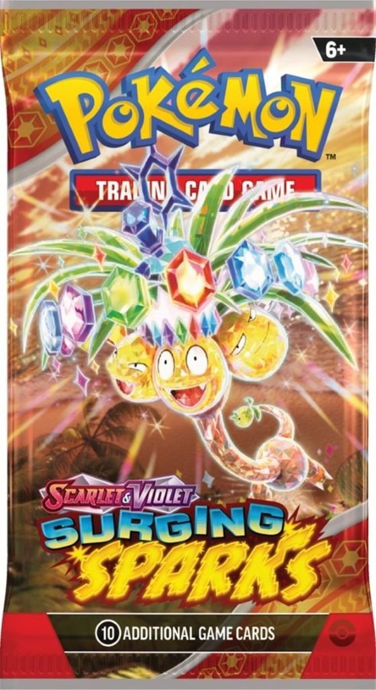 Pokemon TCG: Scarlet & Violet, Surging Sparks, Booster, joc de carti, add-on, 1 buc.