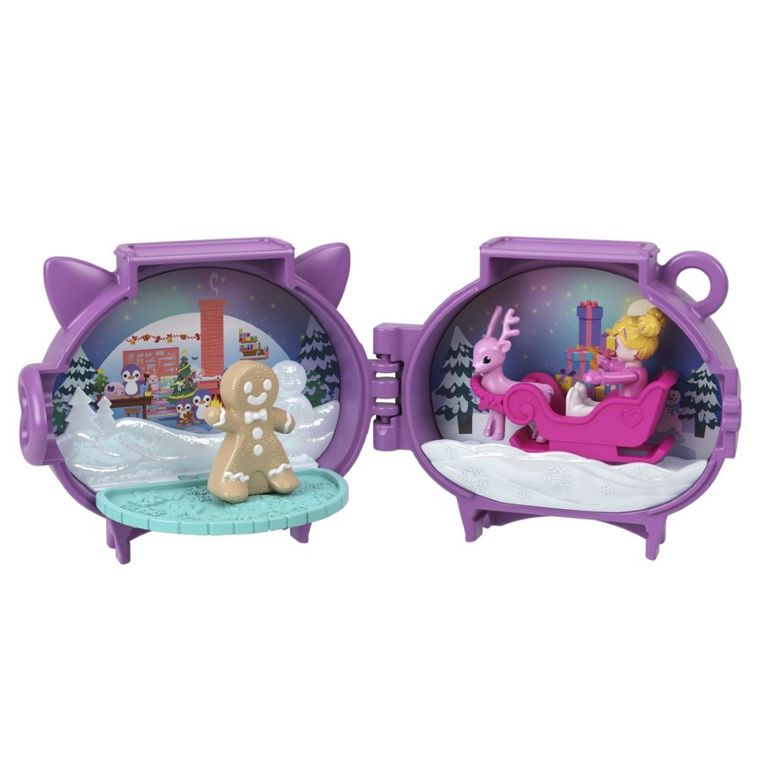 Polly Pocket, Holiday Connects Bundle, set de joaca cu papusa mic si accesorii