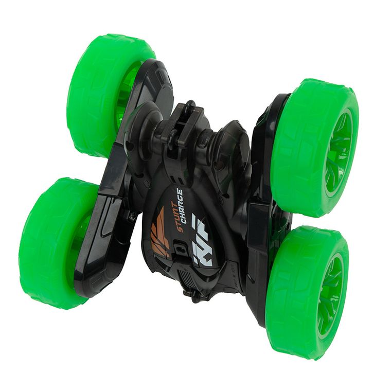 Race Xtreme, Stunt Light Up R/C, masinuta de cascadorii, vehicul cu telecomanda si lumini, negru-verde