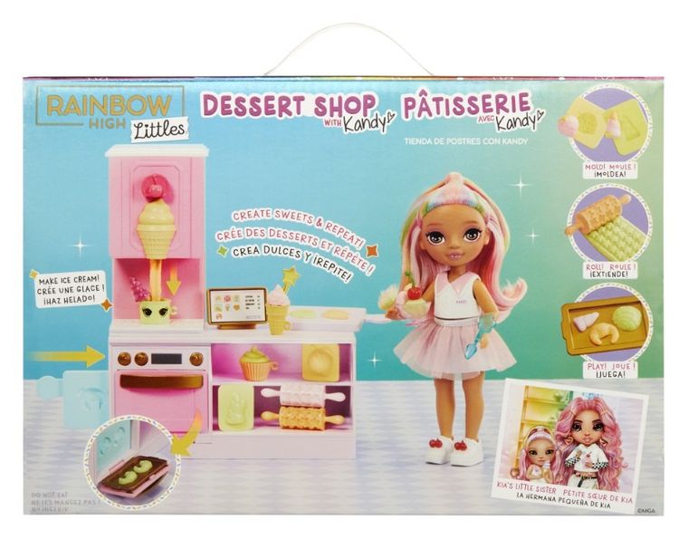 Rainbow High, Littles Dolls, Dessert Shop, Kandy, papusa fashion cu accesorii