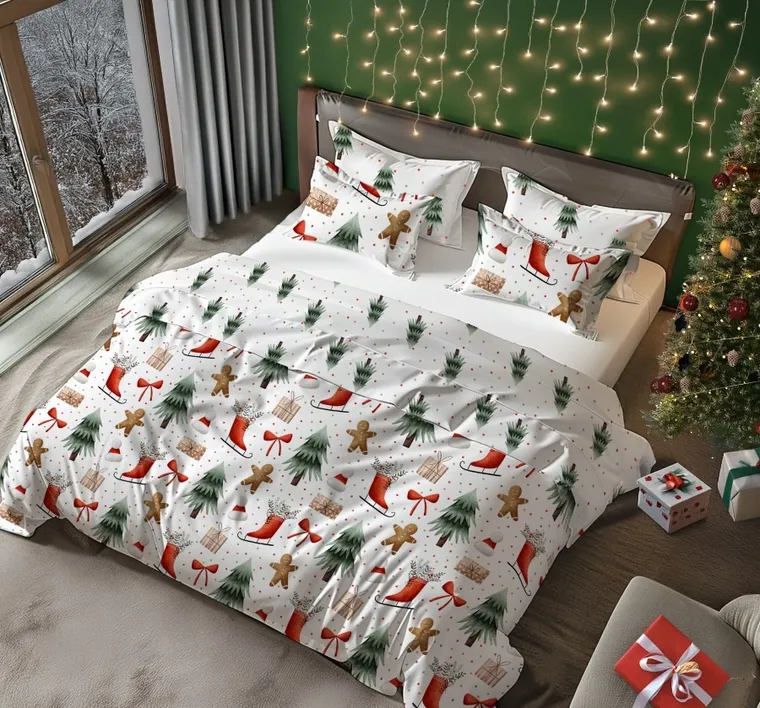 Scandic, Timpul de Iarna, set lenjerie de pat, 3 piese, 160-200 cm