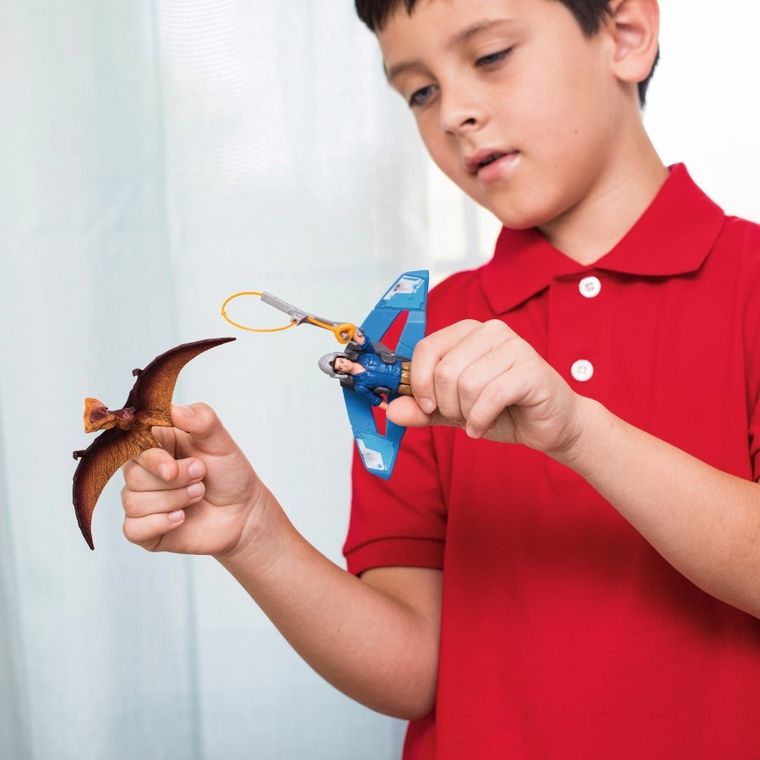 Schleich, Dinosaurs, Urmarire cu jet pack, set, 41467