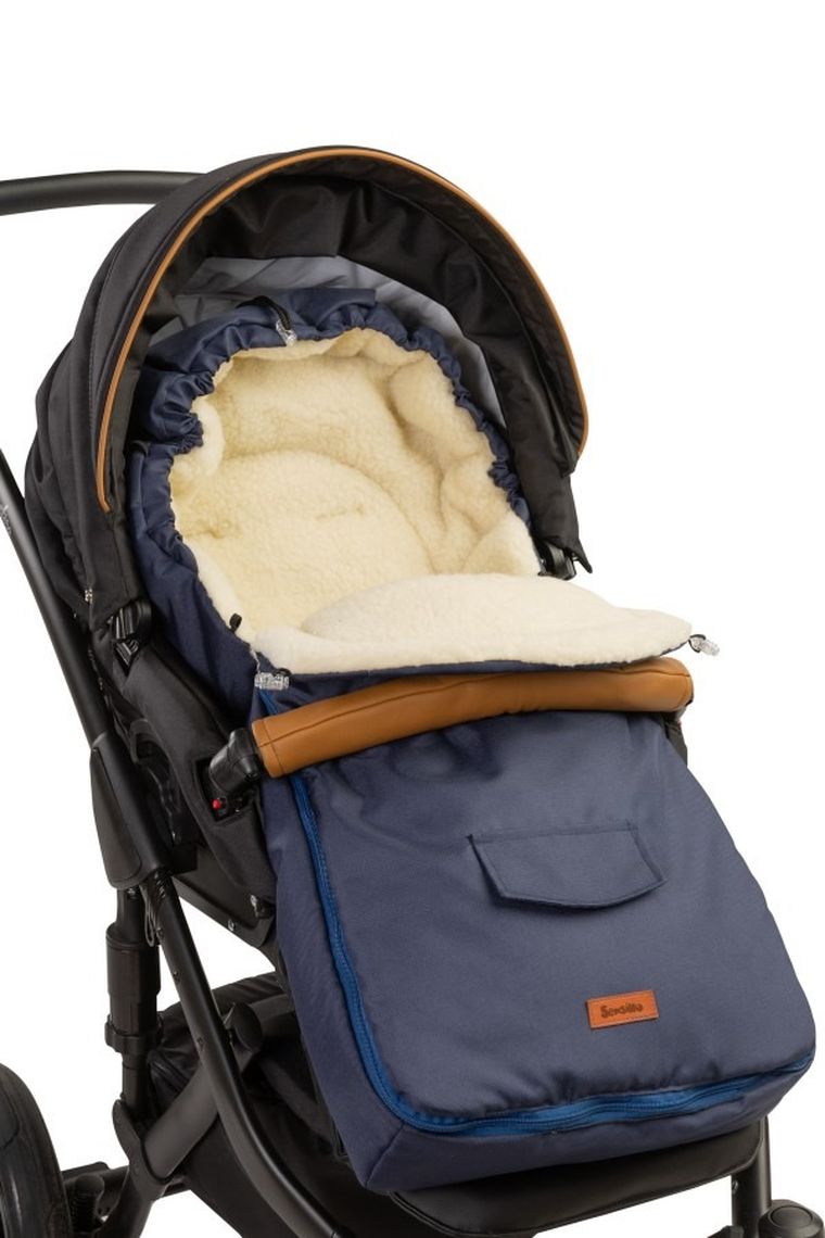 Sensillo, Sac de dormit din lana pentru carucior, Bleumarin, 95-40 cm