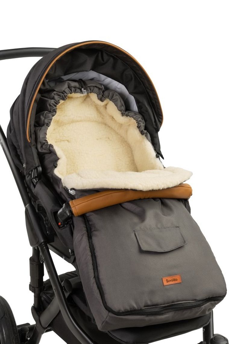 Sensillo, Sac de dormit din lana pentru carucior, Granit 95-40 cm