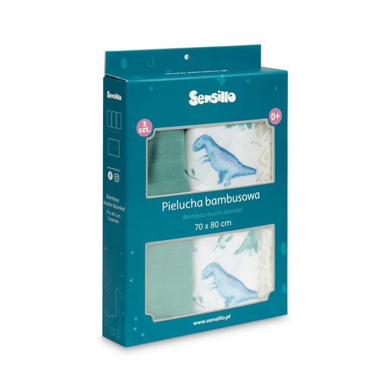 Sensillo, scutec din bambus, dinozauri, 70-80 cm, 3 buc.