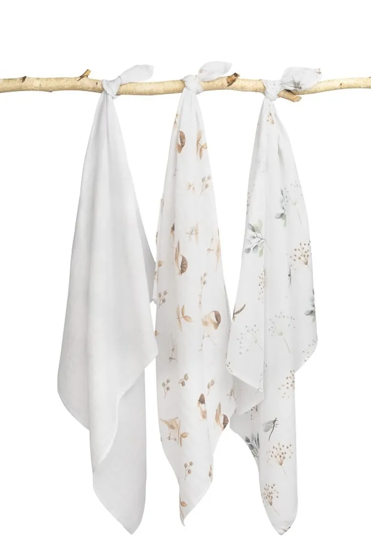 Sensillo, scutec din muselina, alb, 70-80 cm, 3 buc.