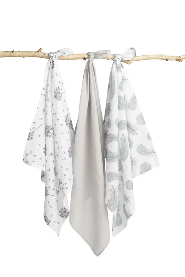 Sensillo, scutec din muselina, gri, 70-80 cm, 3 buc.