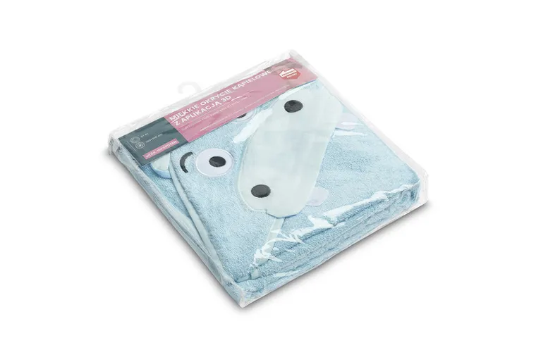 Sensillo, Water Friends, husa de baie moale cu aplicatie 3D, Hipopotam, albastru, 100-100 cm