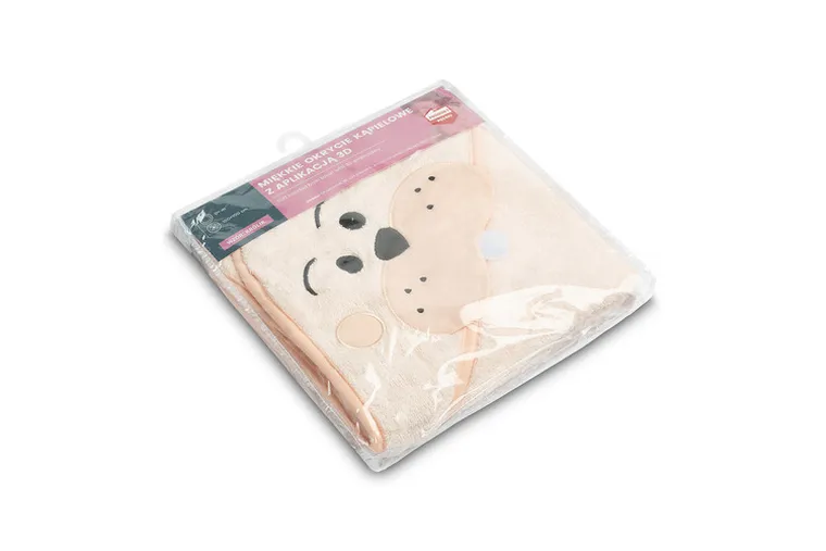 Sensillo, Water Friends, husa de baie moale cu aplicatie 3D, Iepuras, roz, 100-100 cm