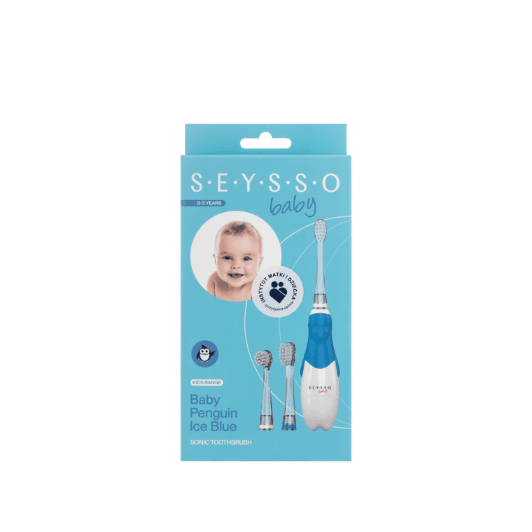 Seysso, Baby Penguin, periuta de dinti sonica pentru copii, Ice Blue, 0-3 ani