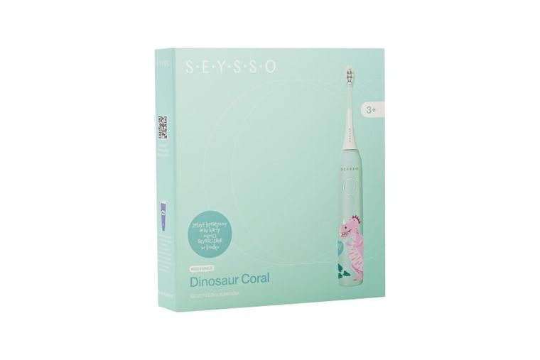 Seysso, Kids, Dinosaur, periuta de dinti sonica pentru copii, Coral, 0-3 ani
