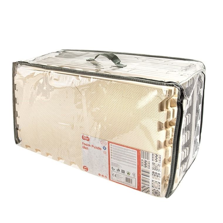 Smiki, covoras din spuma, puzzle, gri, 96 elemente, 180-180 cm