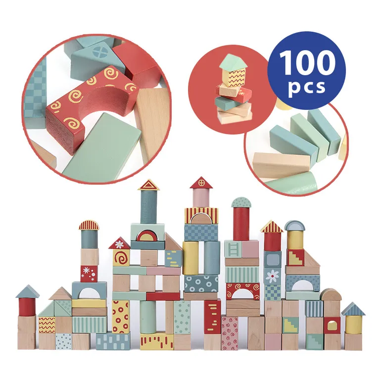 Smiki, cuburi de lemn, 100 buc.