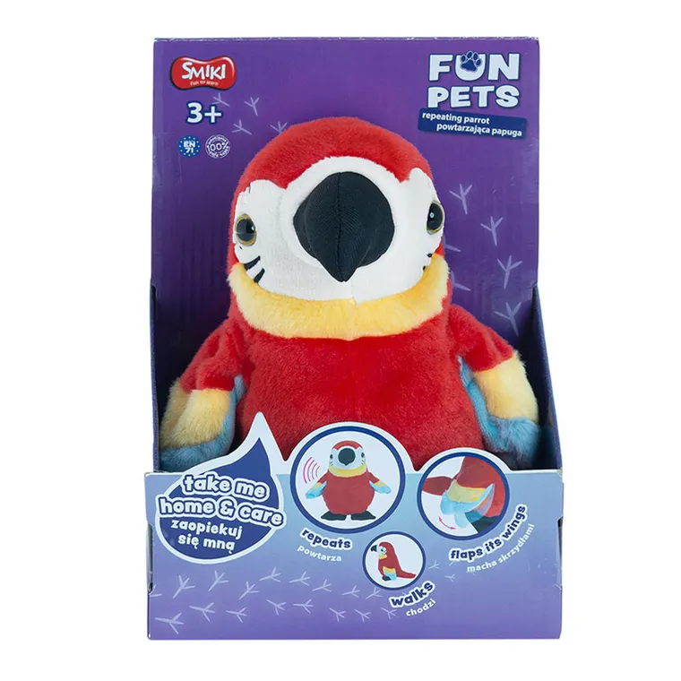 Smiki, Fun Pets, Papagal, jucarie de plus interactiva