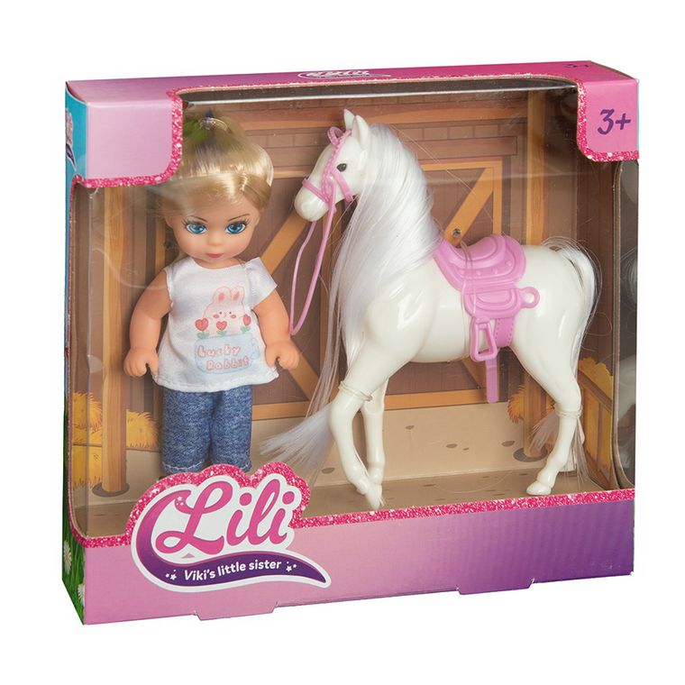 Smiki, Lili, papusa mica, set cu figurina de calut
