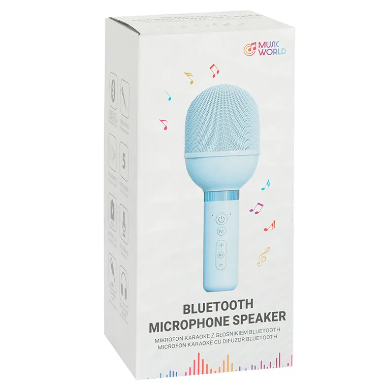 Smiki, Music World, microfon karaoke cu difuzor bluetooth, albastru