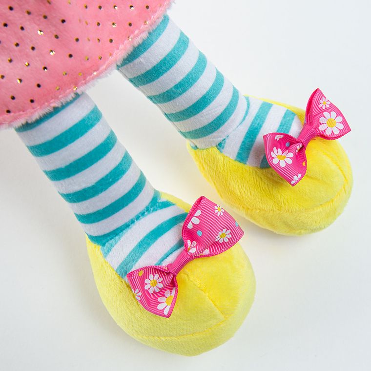 Smiki, papusa textila in rochita cu parul blond, 36 cm