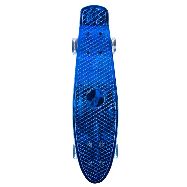 Smiki, placa skateboard tip fish cu roti LED, albastru