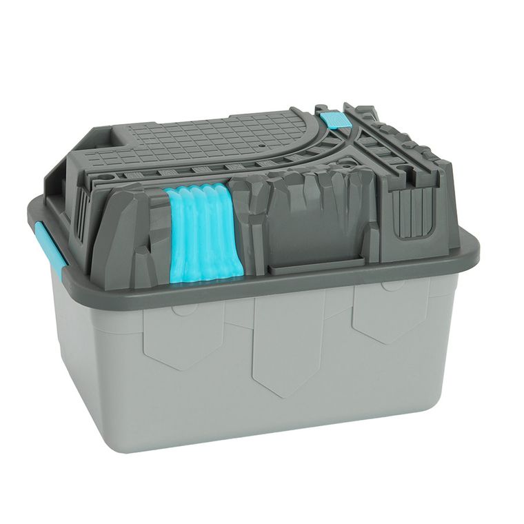 Smiki, sine de lemn cu trenulet electric si recipient de depozitare