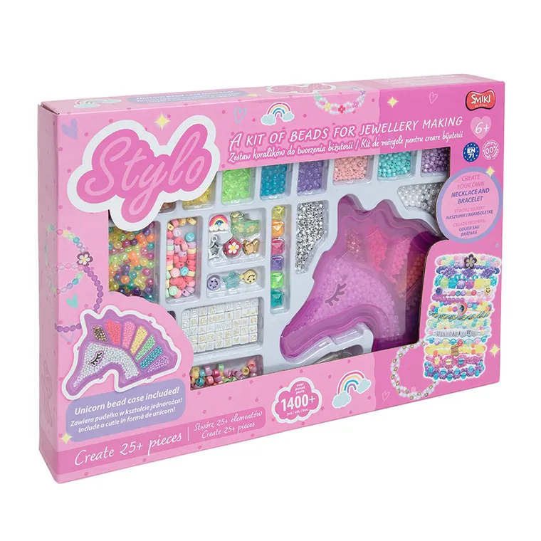 Smiki, Stylo, Margele pentru realizarea de bijuterii, set creativ, unicorn