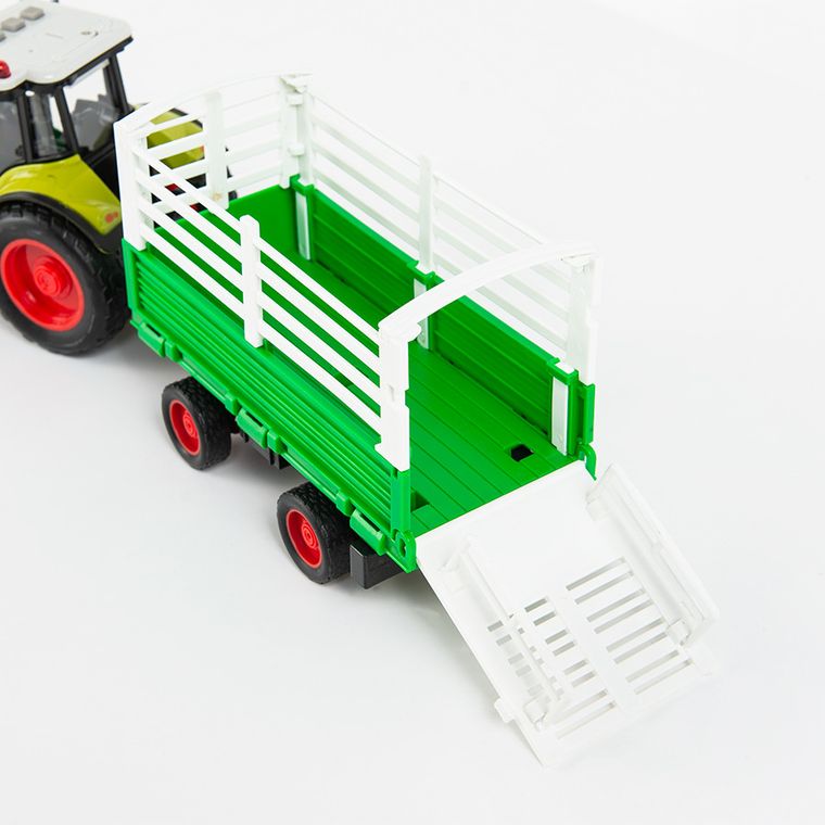 Smiki, Tractor cu remorca, vehicul, verde, 1:16