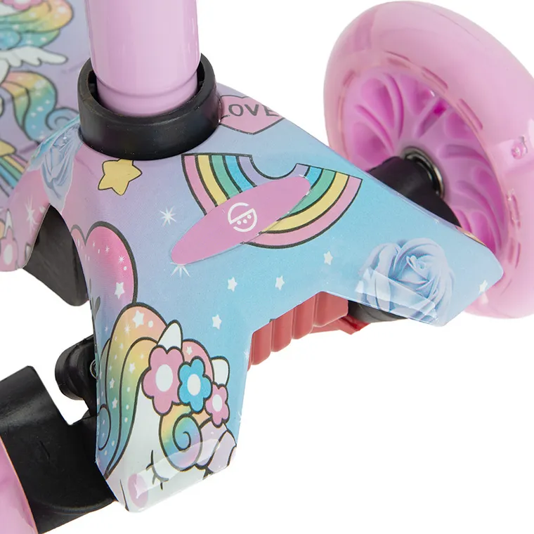 Smiki, trotineta cu trei roti si lumini LED, unicorni