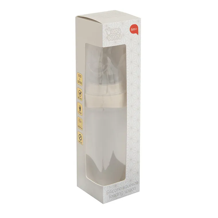 Smiki, Very Bunny, lingurita din silicon cu recipient, bej