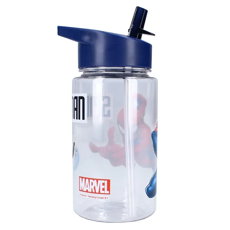 Spider-Man, Drink Up, sticla da apa cu pai, albastru, 450 ml