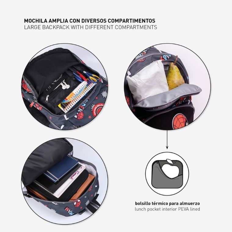 Spider-Man, rucsac pentru scoala cu 2 compartimente, negru