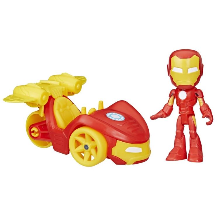 Spider-Man, Spidey si prietenii, Iron Man si Iron Racer, figurina cu vehicul