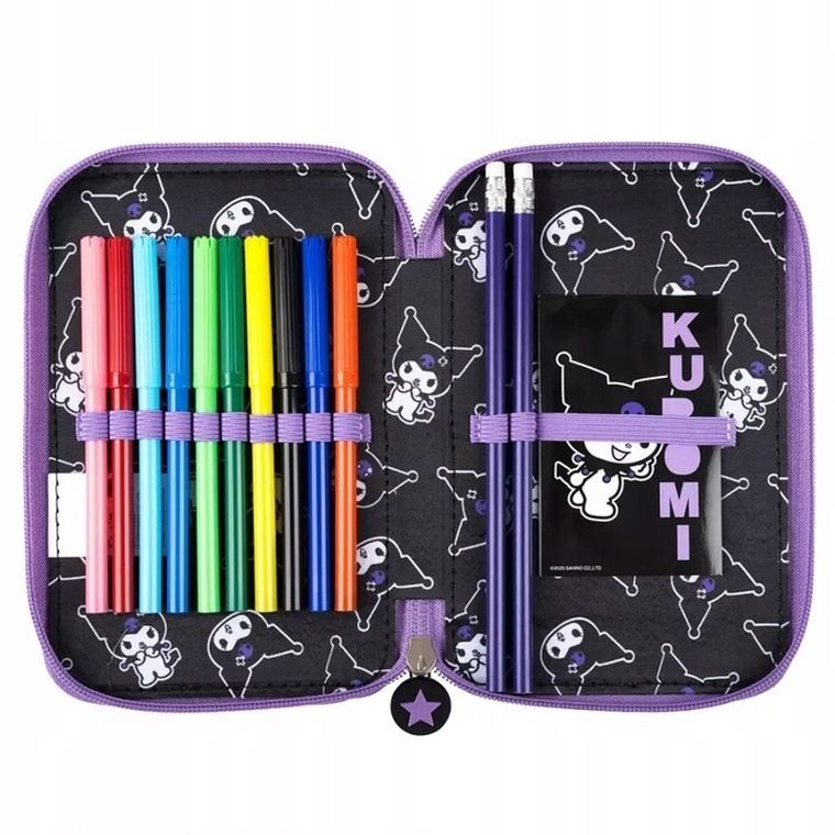 St.Majewski, Kuromi, penar dublu cu rechizite scolare, Black