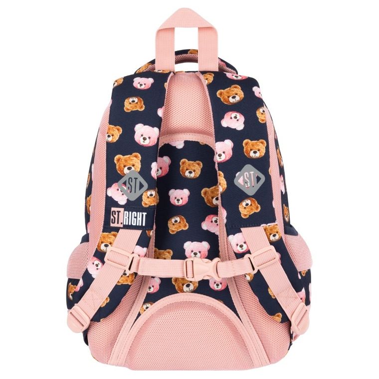 St.Right, rucsac pentru scoala, cu 3 compartimente, Teddy Bear