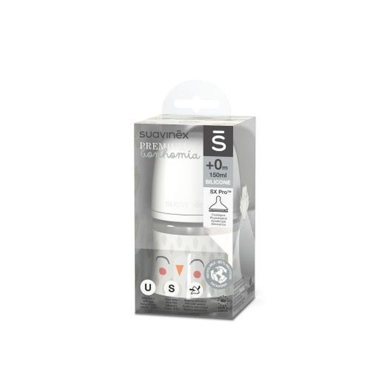 Suavinex, Bonhomia, SX Pro, biberon 150 ml, tetina fiziologica cu debit lent, Bufnita bej