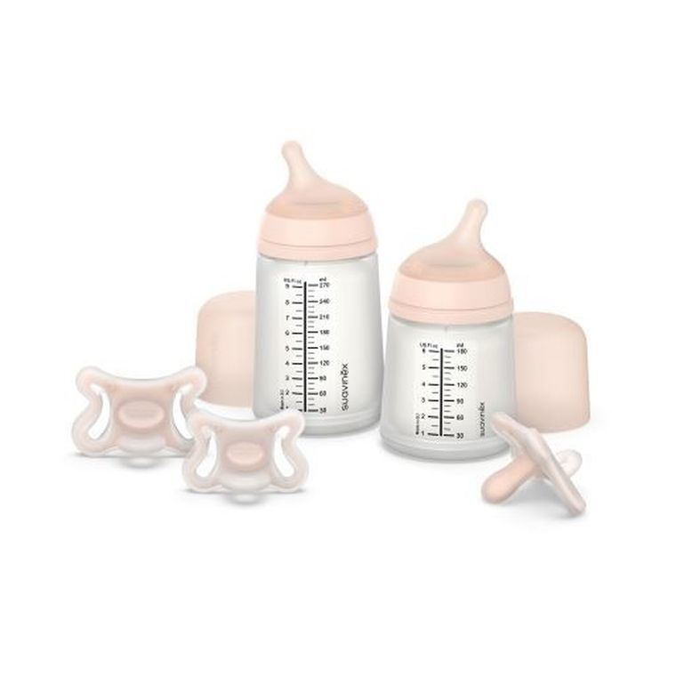 Suavinex, Zero Zero, set de biberoane, biberon 270 ml cu tetina si punga