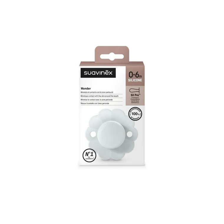 Suvainex, Wonder, suzeta fiziologica din silicon SX Pro, 0-6 luni, albastru