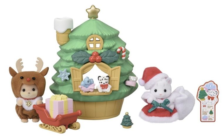 Sylvanian Families, Baby Santa's Christmas Tree House, set de joaca cu figurine si accesorii, 5822
