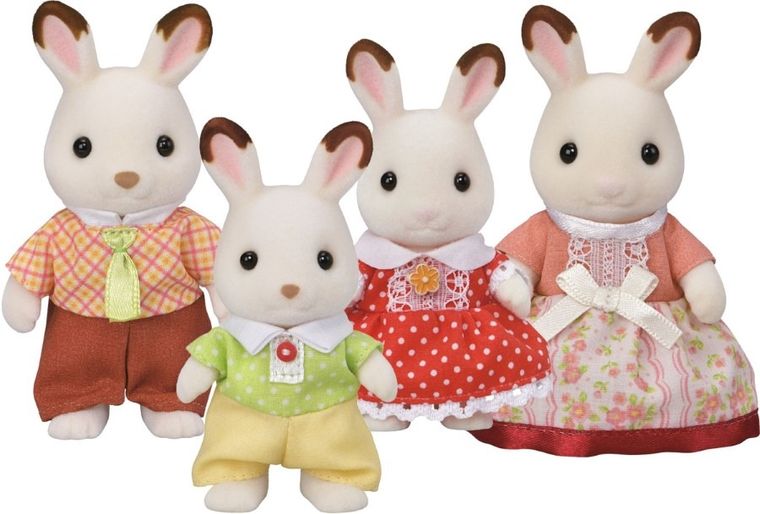 Sylvanian Families, Familia de iepurasi cu urechiuse de ciocolata, set de figurine, 5655