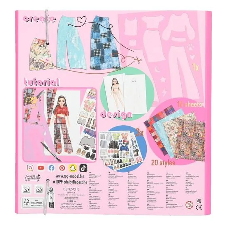 Top Model, Design Studio, set creativ cu sabloane, stickere si coli de colorat in mapa