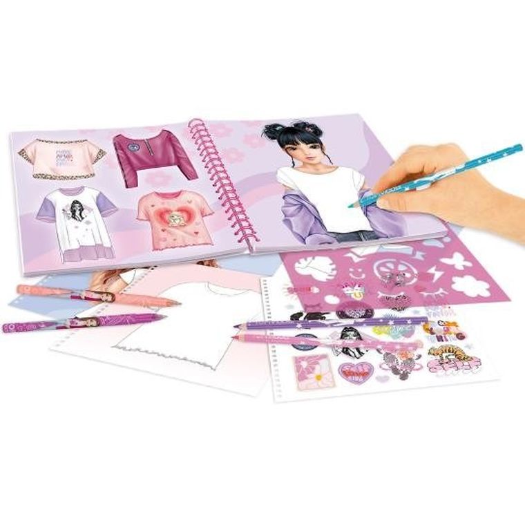 Top Model, T-shirt Designer, set creativ cu sabloane si stickere