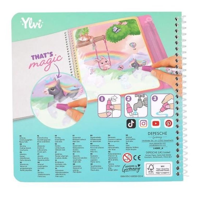 Top Model, Unicorn Ylvi, Aqua Magic Book, carte de colorat cu creion cu apa