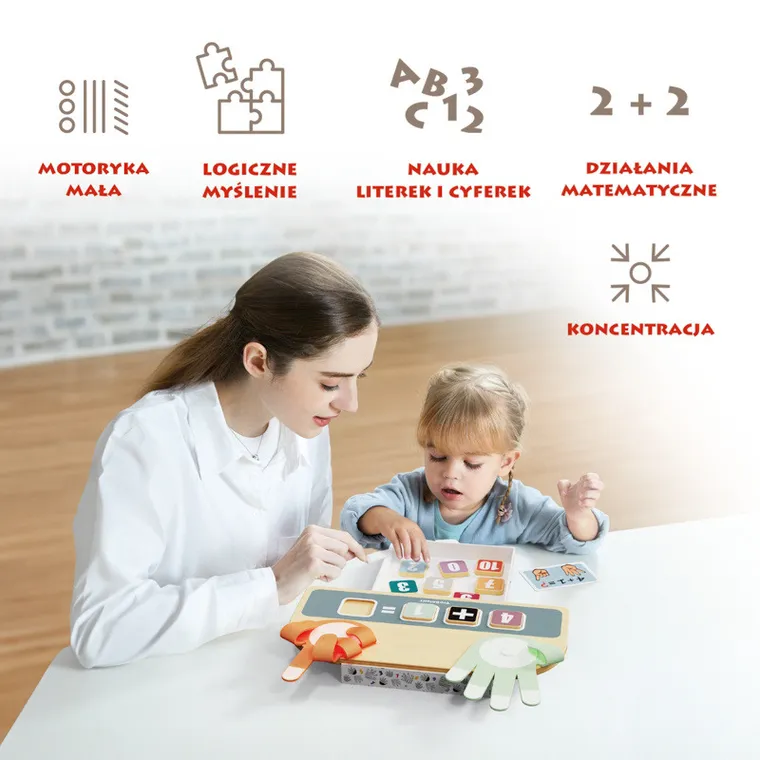 Topbright, Jucarie educationala din lemn Invatarea numararii pe degete, 36 luni