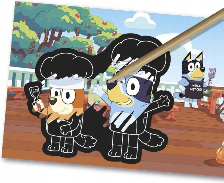 Totum, Bluey, carte de colorat si razuit cu stickere