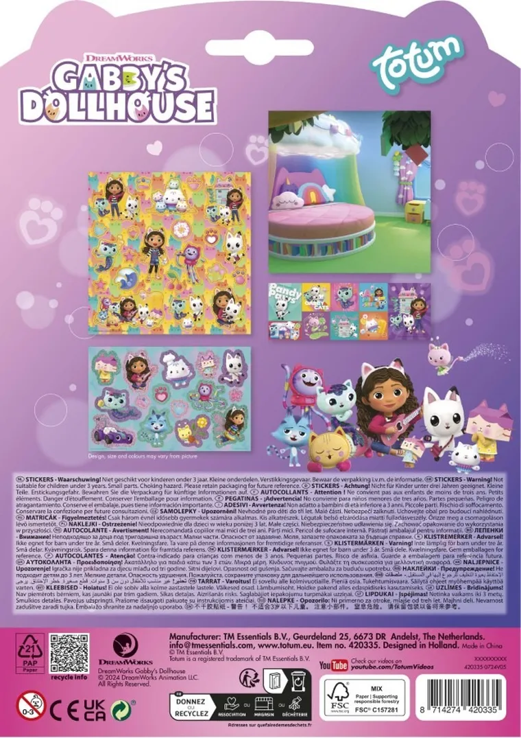 Totum, Casa de papusi a lui Gabi, set de stickere cu imagine de fundal