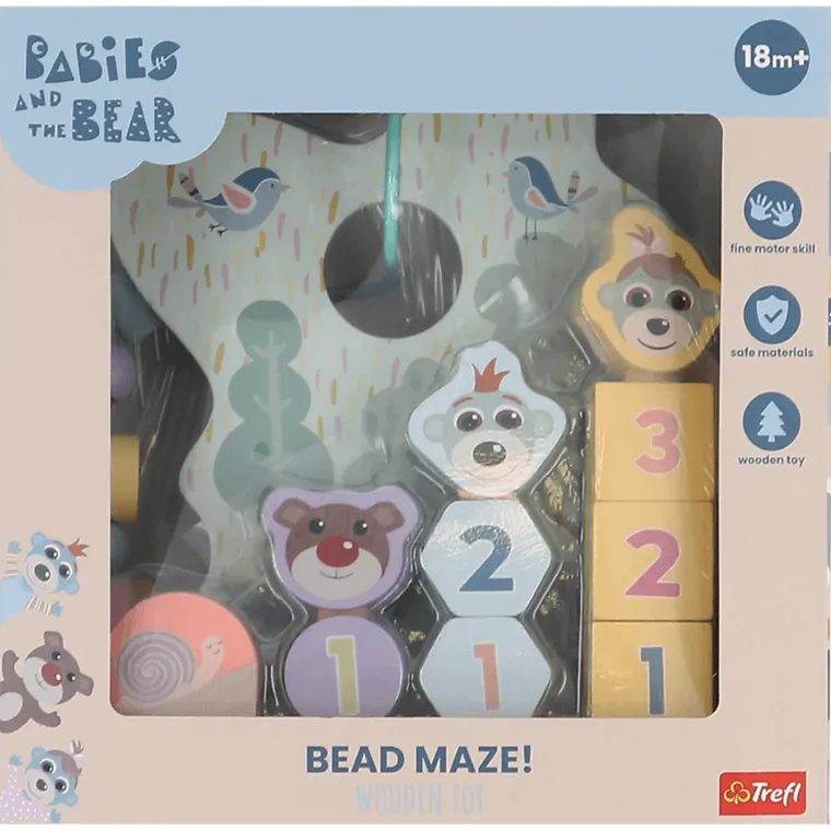Trefl, Babies and the Bear, labirint cu bile din lemn, jucarie educativa