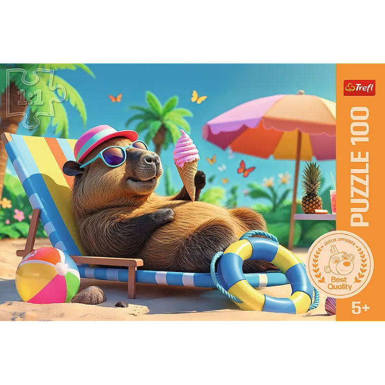 Trefl, Capibara Relax, puzzle, 100 piese