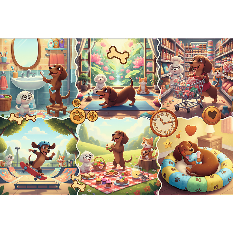 Trefl, Dachshund's Day, puzzle, 100 elemenów