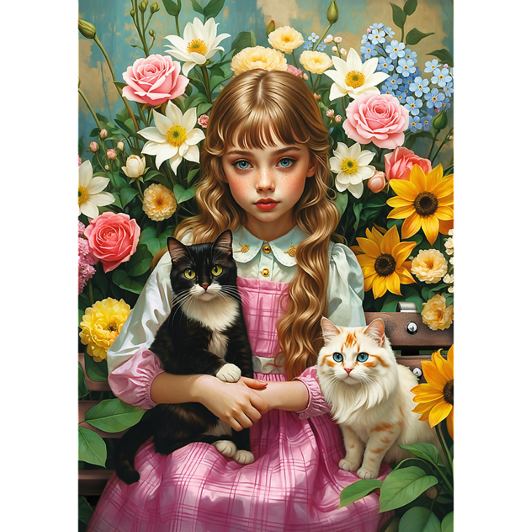 Trefl, Girl with a Cat, puzzle, 1000 piese