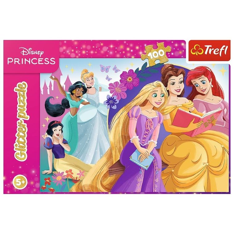 Trefl, Glitter, Disney Princess, puzzle cu sclipici, 100 piese